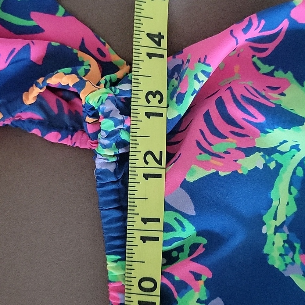 Lilly Pulitzer Sanilla Silk Off The Shoulder "Indigo All A Glow" Print Size S - Picture 8 of 13